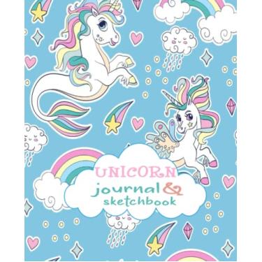 Imagem de Unicorn Journal And Sketchbook: Journal and Notebook for Girls - Composition Size (7.5"x9.25") With Lined and Blank Pages & Bordered Blank Pages For ... and Summer Photojournaling. (V2)
