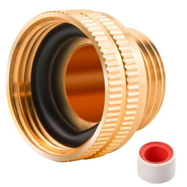 Imagem de Jingzan Adaptador de mangueira de jardim, 1 "NPSH fêmea x 3/10.2 cm GHT macho acessórios de latão sólido resistente conector fêmea para macho (1 pacote 2.5 cm FHT para 3/10.2 cm MHT)