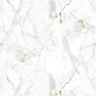 Imagem de Papel de Parede Adesivo Lavável Autocolante - Mármore Branco com Dourado - 1m x 40cm - Decoração para Sala e Cozinha (3)