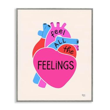Imagem de Stupell Industries Feel All The Feelings Framed Giclee Wall Art Design de Jessica Beck, moldura cinza, 40 x 50 cm