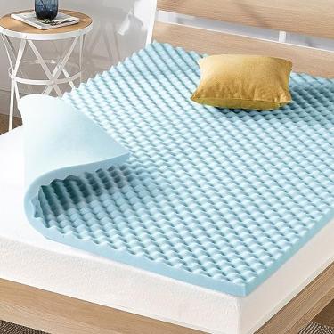 Imagem de Best Price Mattress Espuma viscoelástica para caixa de ovos de 5 cm, infusão de gel refrescante, cobertura de colchão King, azul