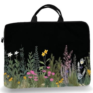 Imagem de RUUHLJLET Capa para laptop de 15 polegadas, capa para tablet com alça de zíper para notebooks Lenovo, HP, Dell, Asus - Weeds