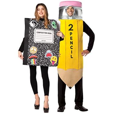 Imagem de Anote a composição caderno e lápis casais fantasia de Halloween material escolar engraçado feminino masculino novidade, duas fantasias, adulto tamanho único, Multicor, Tamanho Único