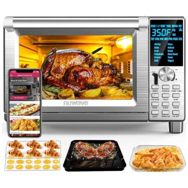 Imagem de Forno Elétrico de Bancada 28,4 Litros 12 em 1 com Termômetro Inteligente Integrado, 110V 1800W, Nuwave Bravo XL, Prata