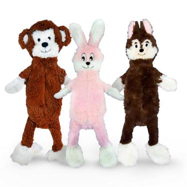 Imagem de FGA MARKETPLACE Brinquedo de pelúcia para cães sem recheio sem barulho, estilo engraçado vai divertir seu cão por horas, recomendado para cães pequenos e médios de 53 cm de comprimento (macaco/raposa/coelho rosa)