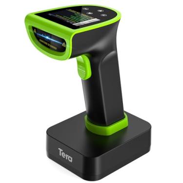 Imagem de Tera Scanner de código de barras sem fio com tela: Versão Pro 1D 2D QR com teclado de configuração digital, suporte de carregamento, funciona com leitor de código de barras sem fio Bluetooth 2.4G