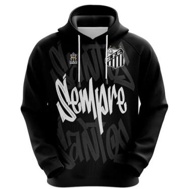 Imagem de Blusa  Agasalho do Santos Sempre Santos com Capuz e Canguru Preta - Of