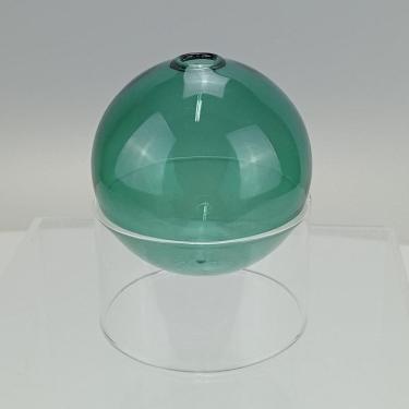 Imagem de VASO DECORATIVO COM SUPORTE VIDRO 10x10x10cm VERDE
