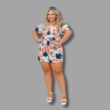 Imagem de Macaquinho Estampado Elastec Plus Size Feminino 0611 - Bellucy Modas, 
