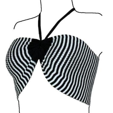 Imagem de Top Cropped Faixa Listrado - Katlen Tricot, Preto, Único