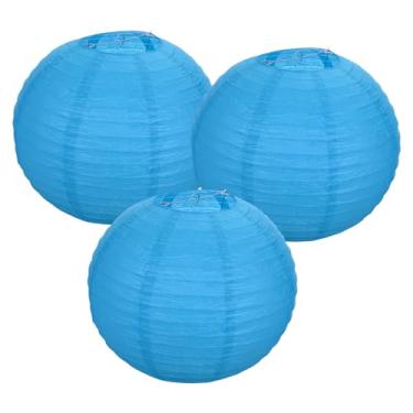 Imagem de PATIKIL Lanternas de papel redondas 40 cm/16, pacote com 3 lanternas decorativas para pendurar lâmpadas, decorações de festa para aniversário, casamento, chá de panela, decoração de casa, azul marinho