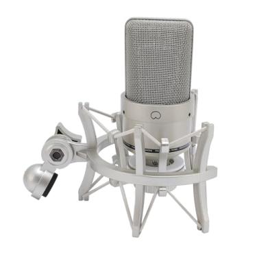 Imagem de Microfone de Condensador de Estúdio, Micor de Gravação de Estúdio Cardioide Professional Com Windscreen de Mount Mount, Microfone de Condensador de Coleta de Som para Cantar (Ouro)