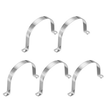 Imagem de PATIKIL Correia rígida de tubo de 4-1/2" (114 mm), 5 peças braçadeira de conduíte de aço inoxidável 304 2 furos engrossar suporte de tubo braçadeira de tubo para fixação de fio de cabo de tubulação