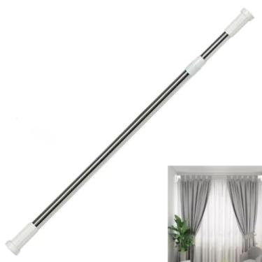 Imagem de Varão Extensível Regulável 70-120cm Em Alumínio Para Cortina Banheiro Box Janelas Armários Suporte Pressão Sem Furar Instalação Simples
