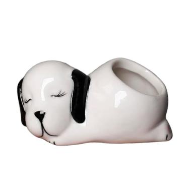Imagem de YRMLYMOP Vaso para cães, mini vasos de suculentas para cães, plantas, plantas, vasos, vasos de cerâmica branca moderna, vasos de suculentas, pequenos recipientes de flores para decoração de animais
