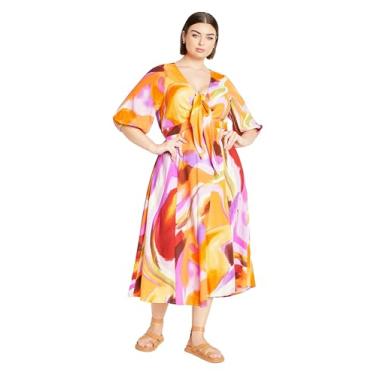 Imagem de City Chic Vestido plus size, vestido com estampa de gravata em espiral, Redemoinho de verão, 25 Plus Size