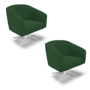 Imagem de Cadeira Sala De Jantar Giratória Base Cromada Kit 2 Stella Veludo D03 