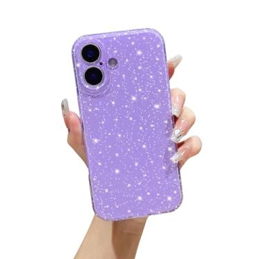 Imagem de FABSPARK Capa para iPhone 16e, capa feminina brilhante super fofa, proteção fina à prova de choque para iPhone 16e 6,1 polegadas, roxa