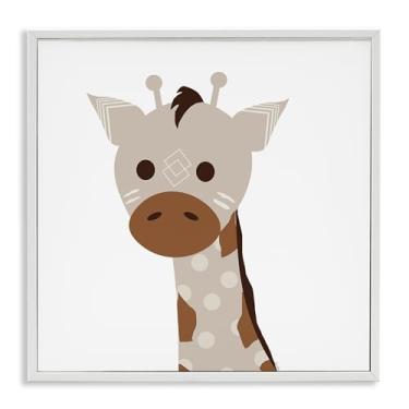 Imagem de Stupell Industries Arte de parede giclée emoldurada branca girafa em tom neutro por Daniela Santiago, 61 x 61 cm