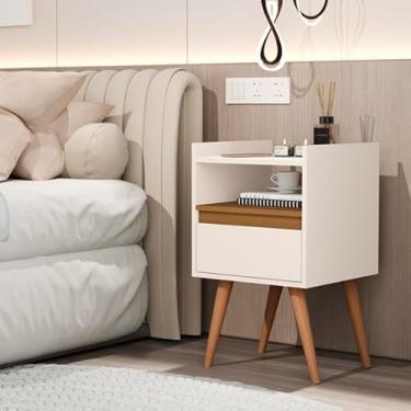 Imagem de Mesa de Cabeceira Suspensa/com Pés Palito Milena Off white/nature - MJM Casa dos Moveis