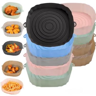 Imagem de Kit 3 Cestos de Silicone para Air Fryer, 20 cm x 5 cm, Coloridos