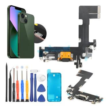 Imagem de Conector Dock para iPhone 13, porta de carregamento, cabo flexível de substituição para iPhone 13, A2633, A2482, A2631, A2634, A2635, conector USB com ferramentas (preto)