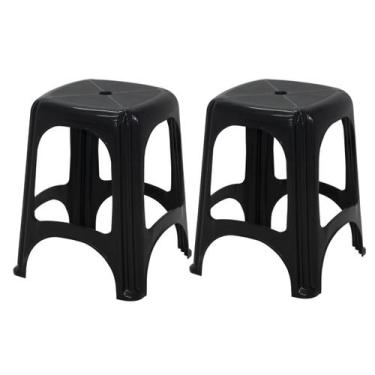 Imagem de Conjunto Banqueta 2 Peças Banquinho Tramontina Niteroi Preto, Preto ni