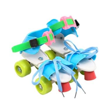 Imagem de Vaveren Patins de rolos ajustáveis ​​para crianças dupla fila 4 rodas em linha patins para crianças, Azul Colorido
