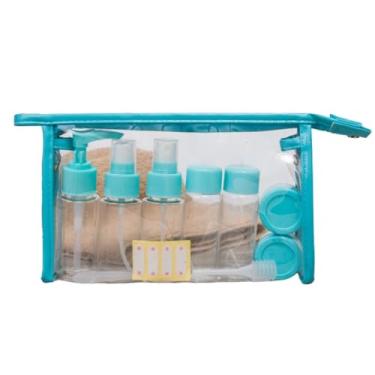 Imagem de Frascos Para Viagem Kit 7 Organizador De Shampoo Sabonete Creme Cosméticos Necessaire Prática Higiene Pessoal Resistente Portátil Com Adesivos - ZAFIN