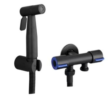 Imagem de Ducha Higiênica Manual, Kit Completo com Mangueira 100 cm, Gatilho Spray e Suporte, Preto Fosco
