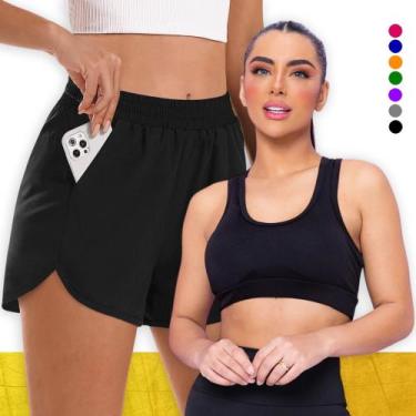 Imagem de KIT conjunto TOP ALÇA MÉDIA bojo  Short TACTEL FEMININO Corrida Academ
