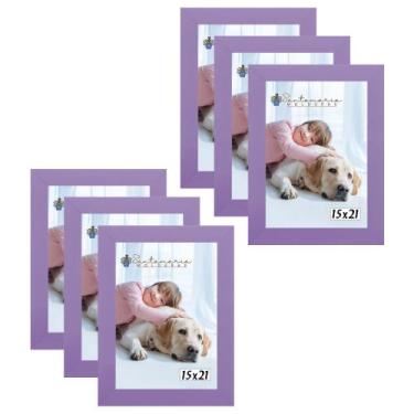 Imagem de Kit 6 Molduras Porta Retrato 15X21 Lilás - Santamaria Molduras