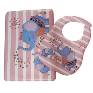 Imagem de Conjunto Infantil Babador e Descanso de Prato | Jogo Completo para Bebês e Crianças (Rosa)