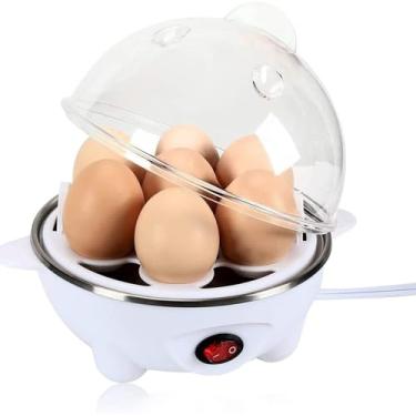 Imagem de Cozedor Elétrico Vapor Cozinha Multi Funções Ovos Egg. Ovo Cozido Prático No Ponto Certo. Comida Saudável. (Branco (110V))