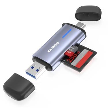 Imagem de Leitor de cartão SD USB C, dois compartimentos USB 3.0 tipo C para adaptador de cartão micro SD, leitor de cartão de memória de 5 Gbps para SD/TF/SDHC/SDXC/MMC, compatível com iPhone 16/15, iPad Pro