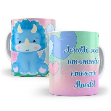 Imagem de Caneca de Cerâmica 325ml Dinossauro Motivacional - Mecolour