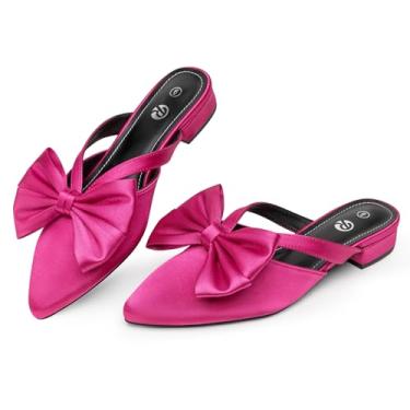 Imagem de Rekayla Mules for Women fechado bico fino sem cadarço mocassim confortável frente única salto baixo casual trabalho festa sapato social, Fúcsia, 35