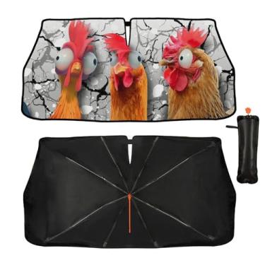 Imagem de Guarda-sol de para-brisa para carro 144.8 cm x 76.2 cm engraçado galo janela frontal guarda-sol refletor UV guarda-chuva proteção solar pára-brisa automotivo capa de para-sol mantém o veículo fresco