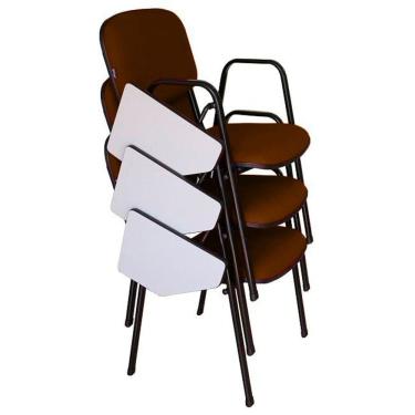Imagem de 03 Cadeiras Escolar Universitária Linha Hotel Auditório Marrom