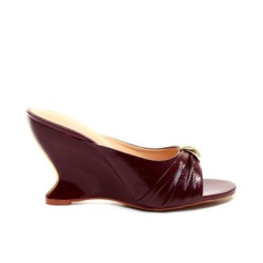 Imagem de Tamanco Couro BordÔ Salto Alto Cecconello 2697001-1, 38, Bordô