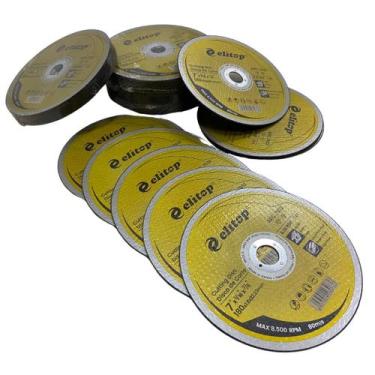 Imagem de Kit 100 Discos de Corte Abrasivo Extra Fino para Inox 180 x 1.6 x 22.2