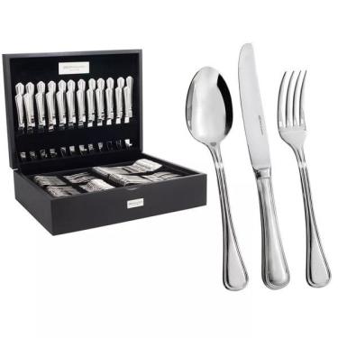 Imagem de Faqueiro Louvre 130 Peças Aço Inox 18/10 3MM Com Estojo de Madeira Fracalanza