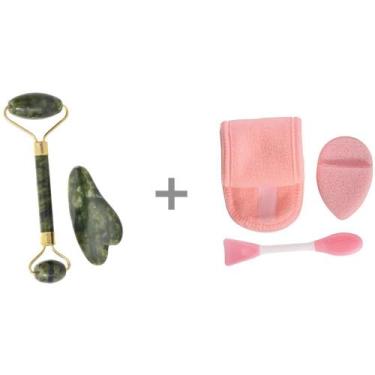 Imagem de Kit Massageador Facial Jade + Skincare Mãe Cuidados de Pele - Wincy Ca