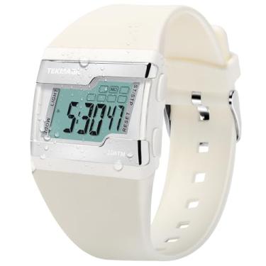 Imagem de Relógio de Pulso Esportivo Multifuncional para Mulheres 100 Metros à Prova d'água para Natação e Mergulho, Cronômetro de Volta, Despertador, Calendário, Luz de Fundo