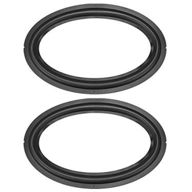 Imagem de Alto-falante uxcell 6 x 9 pol. Borda de borracha Elliptical Edge Anel dobrável peças de substituição para alto-falante preto 2 peças