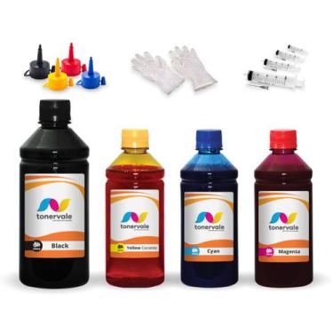 Imagem de Kit 4 Tinta Para Epson L200 T664120 CMYK 500ml Black e 250ml Color Lin