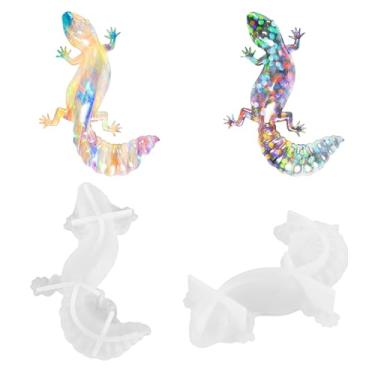 Imagem de Pacote com 2 moldes de silicone animal, moldes de resina de lagarto com formas realistas de lagarto, moldes de silicone realistas 3D para fundição de resina, artesanato faça você mesmo, decoração de