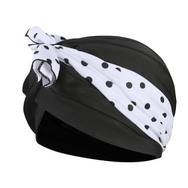 Imagem de Toucas de natação femininas turbante de tecido para cabelos longos tecido de nylon plissado elástico confortável touca de banho chapéus de natação mantém o penteado inalterado gorro protetor de orelha