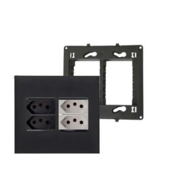 Imagem de Conjunto Placa 4x4+Suporte+4 Mod Tomada 10A+20A Pial Plus+ - Legrand