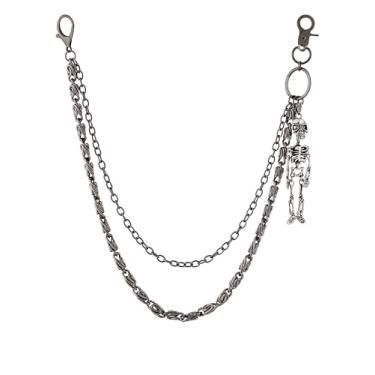 Imagem de Sacina Calça esqueleto de caveira em camadas, corrente corporal, One Size, Liga de zinco, ferro, Sem Pedra Preciosa